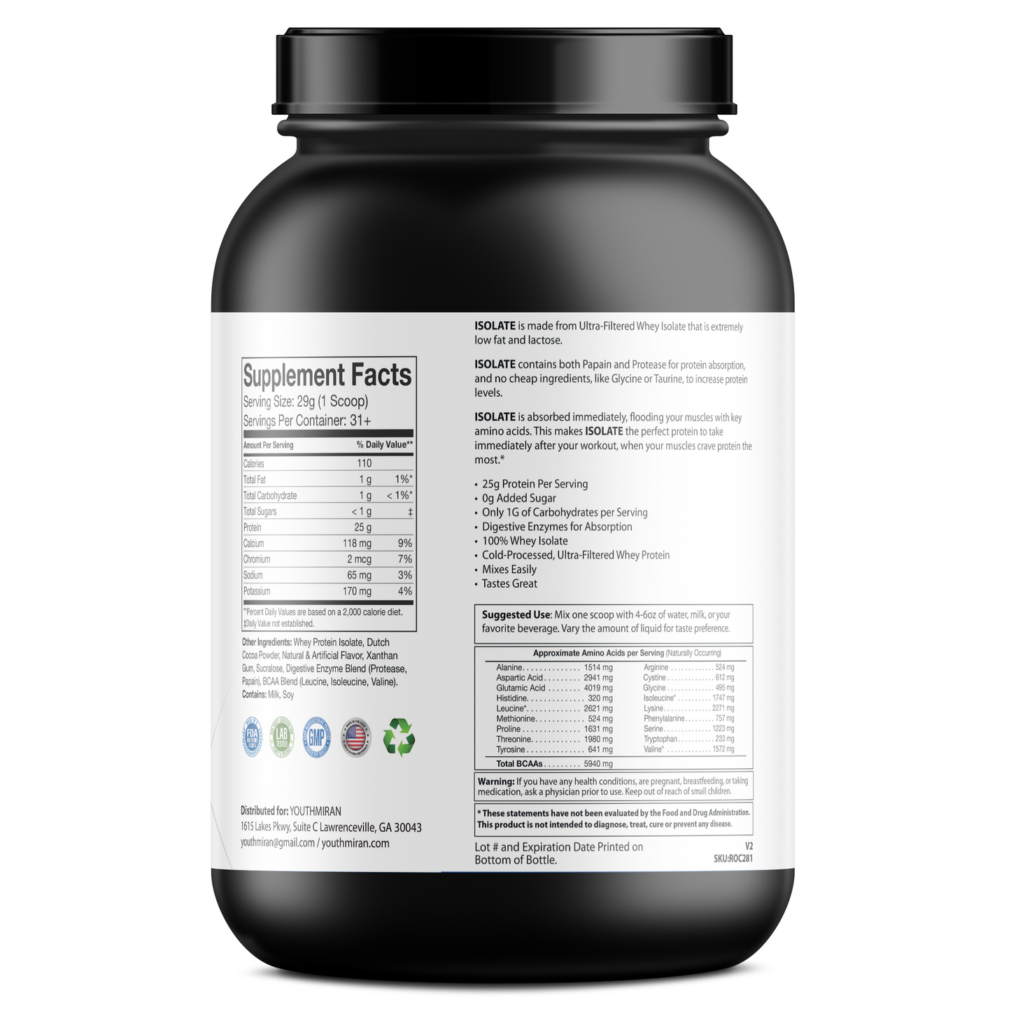 2lb 100% Whey Isolate Chocolate