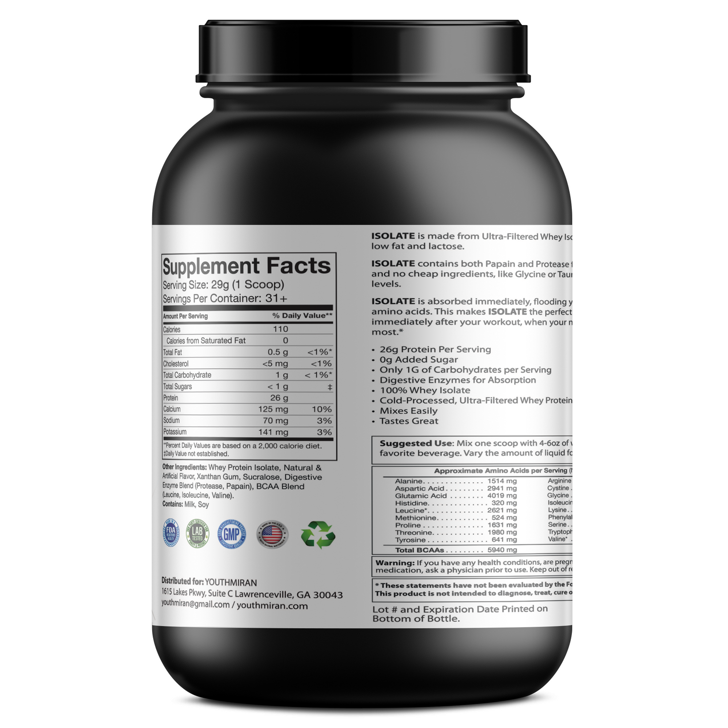 2lb 100% Whey Isolate Vanilla
